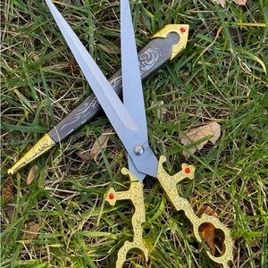 Ornate Gold and Silver Scissors with Sheath